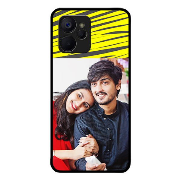 Realme 9i 5G Photo Printing on Glass Case - Yellow Abstract Design