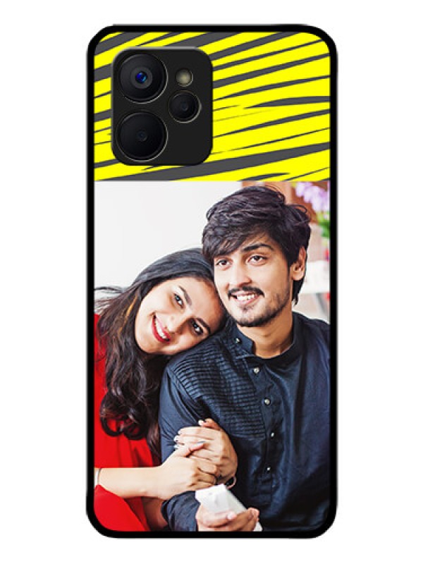 Custom Realme 9i 5G Photo Printing on Glass Case - Yellow Abstract Design