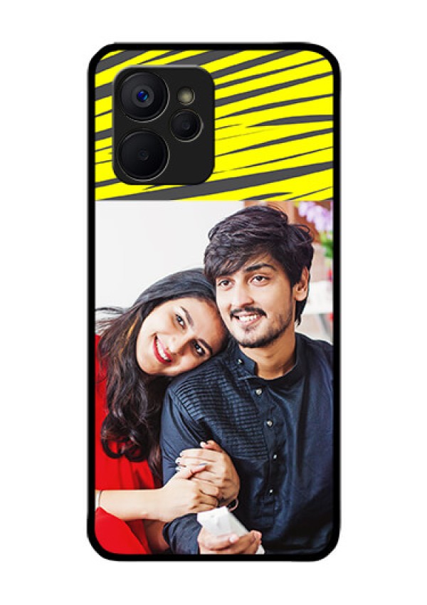 Realme 9i 5G Photo Printing on Glass Case - Yellow Abstract Design