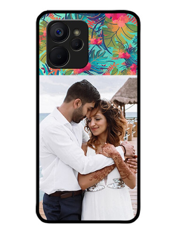Custom Realme 9i 5G Photo Printing on Glass Case - Watercolor Floral Design