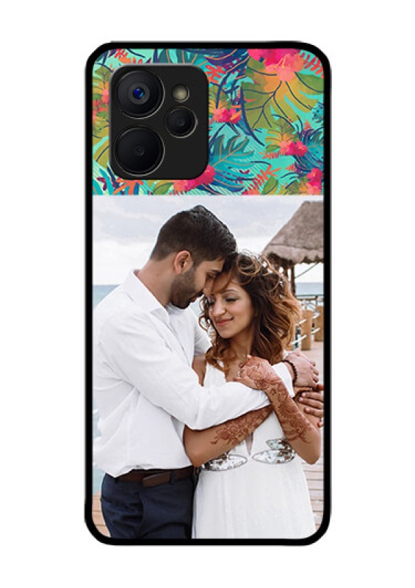 Realme 9i 5G Photo Printing on Glass Case - Watercolor Floral Design
