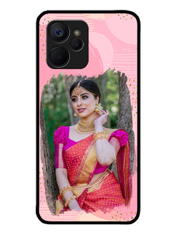 Custom Realme 9i 5G Personalized Glass Phone Case - Gold Glitter Splash Design