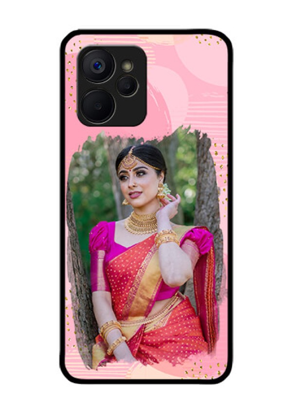 Realme 9i 5G Personalized Glass Phone Case - Gold Glitter Splash Design