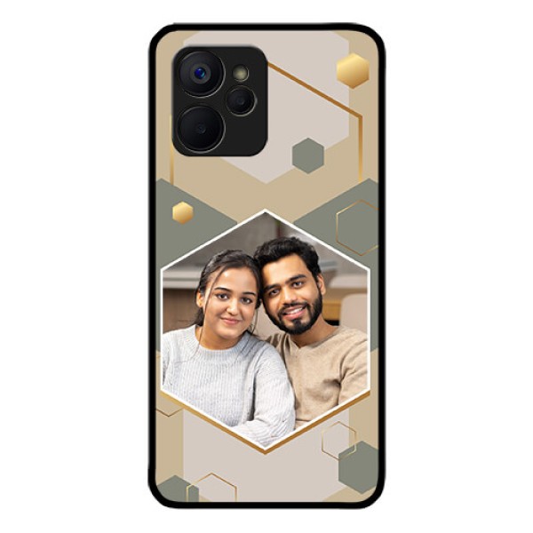 Realme 9i 5G Photo Printing on Glass Case - Stylish Hexagon Pattern Design Realme 9i 5G Photo Printing on Glass Case - Stylish Hexagon Pattern Design