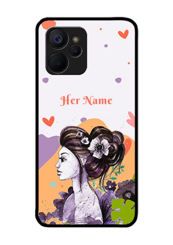 Realme 9i 5G Personalized Glass Phone Case - Woman And Nature Design