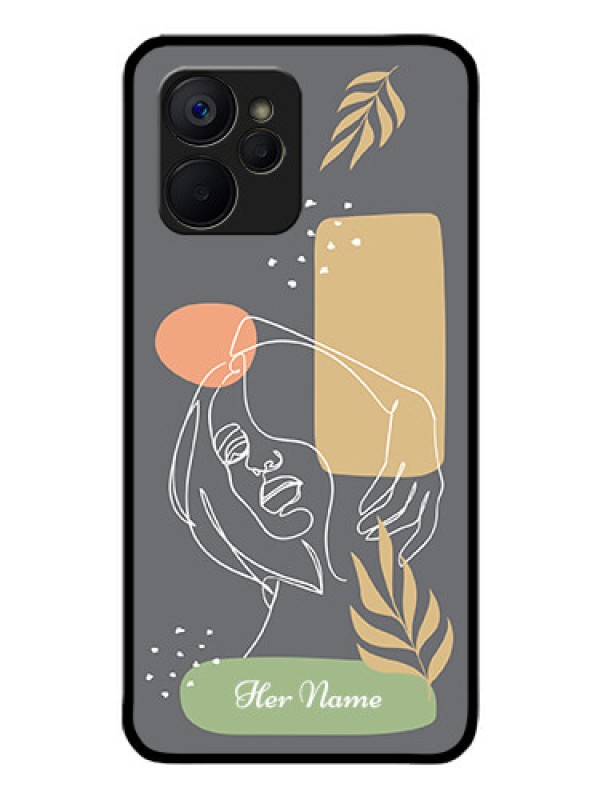Custom Realme 9i 5G Custom Glass Phone Case - Gazing Woman line art Design