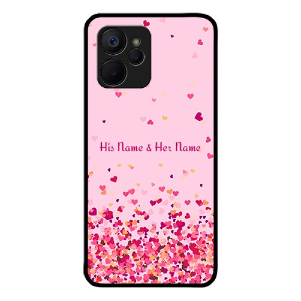 Realme 9i 5G Photo Printing on Glass Case - Floating Hearts Design
