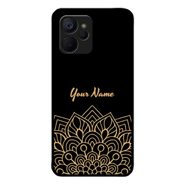 Realme 9i 5G Custom Glass Phone Case - Golden mandala Design