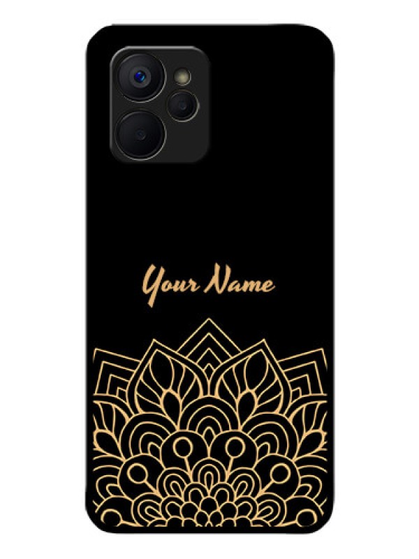 Custom Realme 9i 5G Custom Glass Phone Case - Golden mandala Design