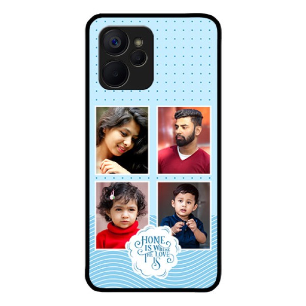 Realme 9i 5G Custom Glass Phone Case - Cute love quote with 4 pic upload Design Realme 9i 5G Custom Glass Phone Case - Cute love quote with 4 pic upload Design