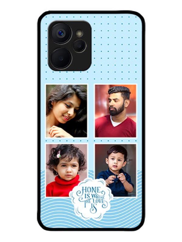 Custom Realme 9i 5G Custom Glass Phone Case - Cute love quote with 4 pic upload Design