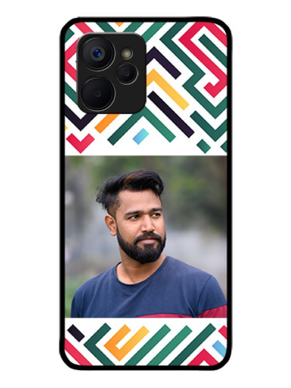 Custom Realme 9i 5G Personalized Glass Phone Case - Colorful Maze Pattern Design
