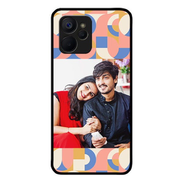 Realme 9i 5G Photo Printing on Glass Case - Semi-circle Maze Pattern Design Realme 9i 5G Photo Printing on Glass Case - Semi-circle Maze Pattern Design