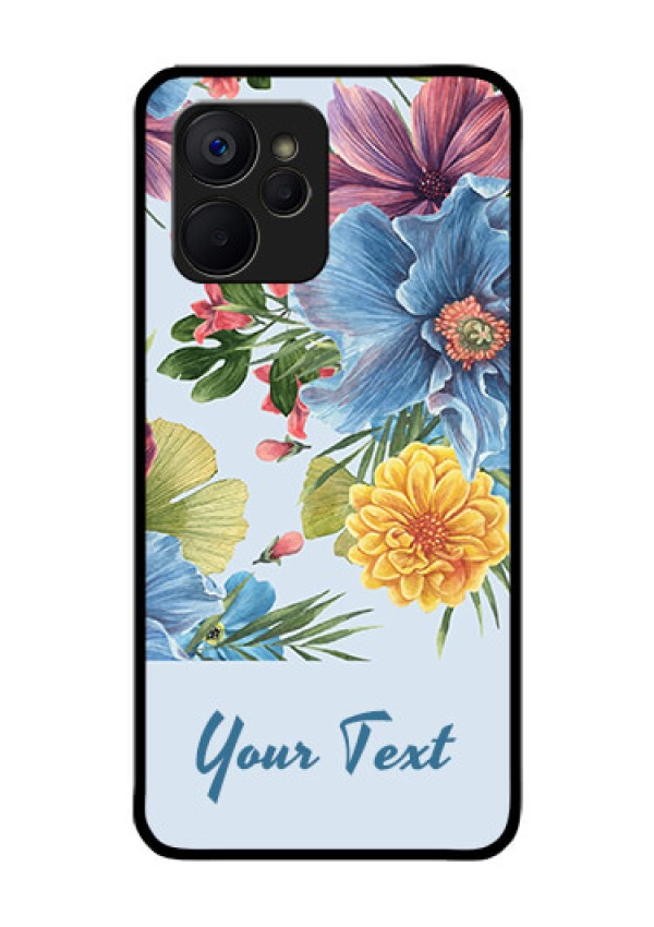 Realme 9i 5G Custom Glass Mobile Case - Stunning Watercolored Flowers Painting Design