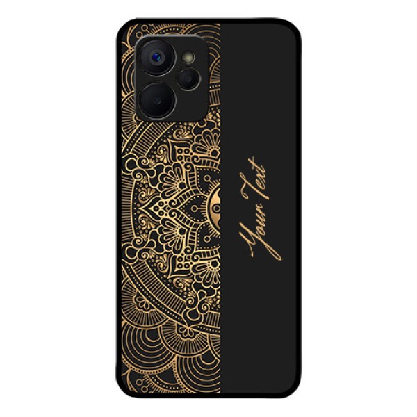 Realme 9i 5G Photo Printing on Glass Case - Mandala art with custom text Design