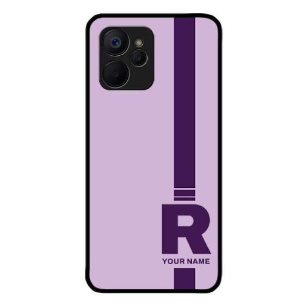 Realme 9i 5G Photo Printing on Glass Case - Simple dual tone stripe with name Design Realme 9i 5G Photo Printing on Glass Case - Simple dual tone stripe with name Design