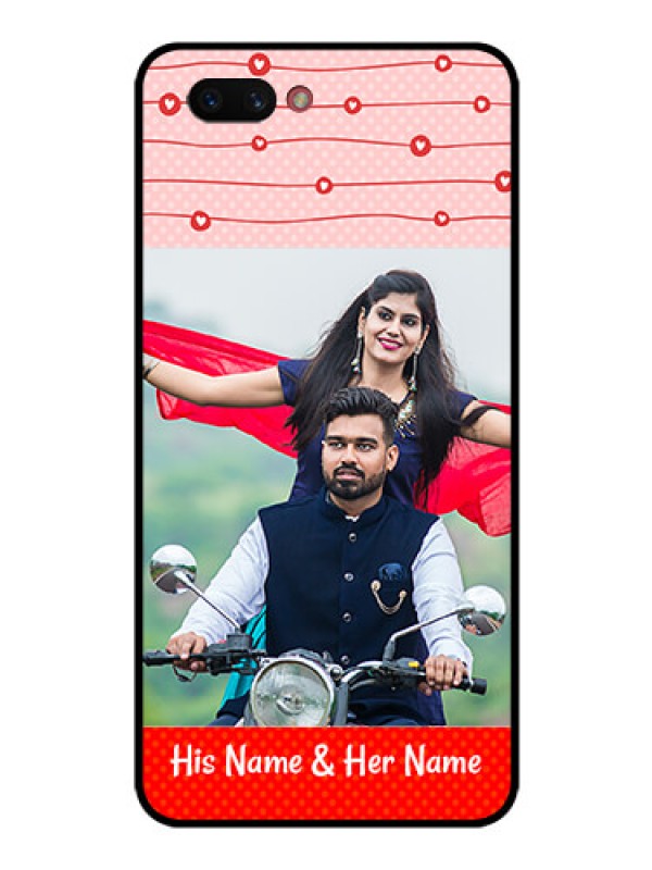 Custom Realme C1 2019 Personalized Glass Phone Case  - Red Pattern Case Design