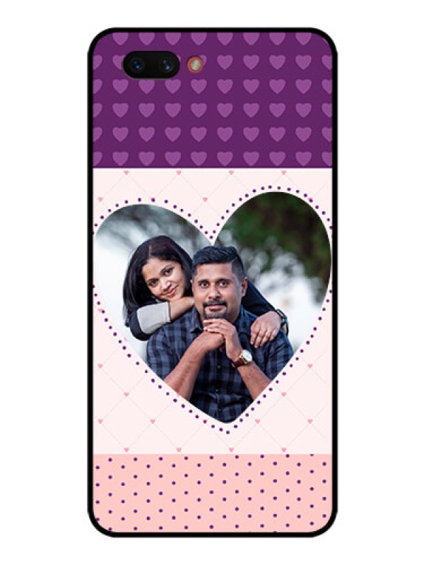Custom Realme C1 2019 Custom Glass Phone Case  - Violet Love Dots Design