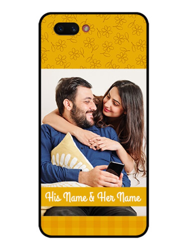 Custom Realme C1 2019 Custom Glass Mobile Case  - Yellow Floral Design
