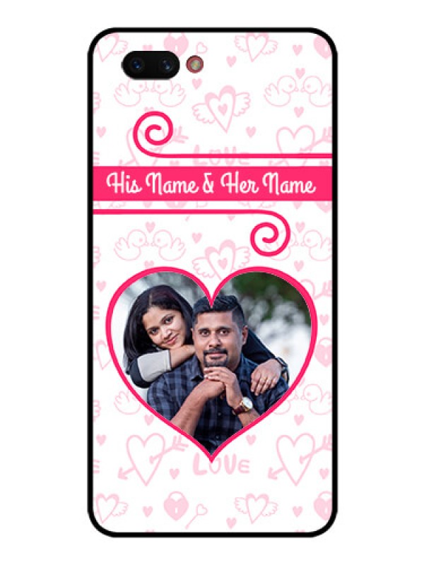 Custom Realme C1 2019 Personalized Glass Phone Case  - Heart Shape Love Design
