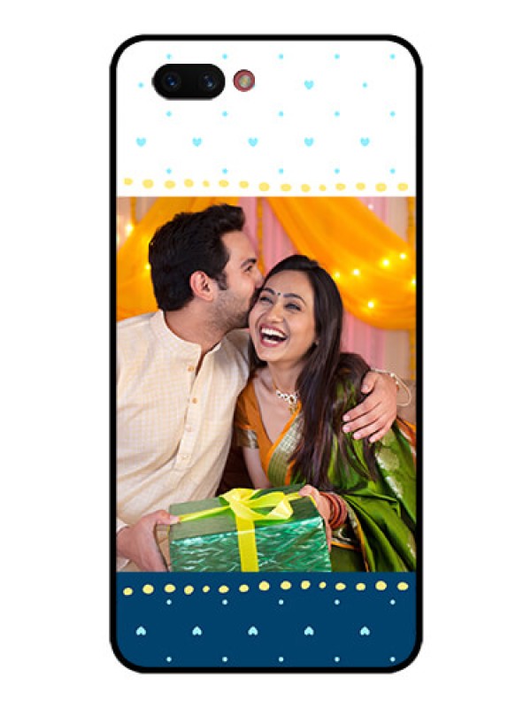 Custom Realme C1 2019 Personalized Glass Phone Case  - White and Blue Abstract Design