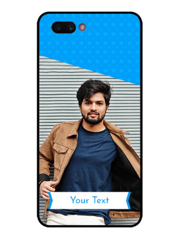 Custom Realme C1 2019 Photo Printing on Glass Case  - Simple Blue Color Design