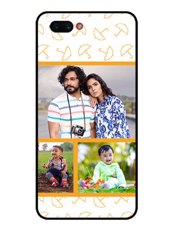 Custom Realme C1 2019 Custom Glass Mobile Case  - Yellow Pattern Design