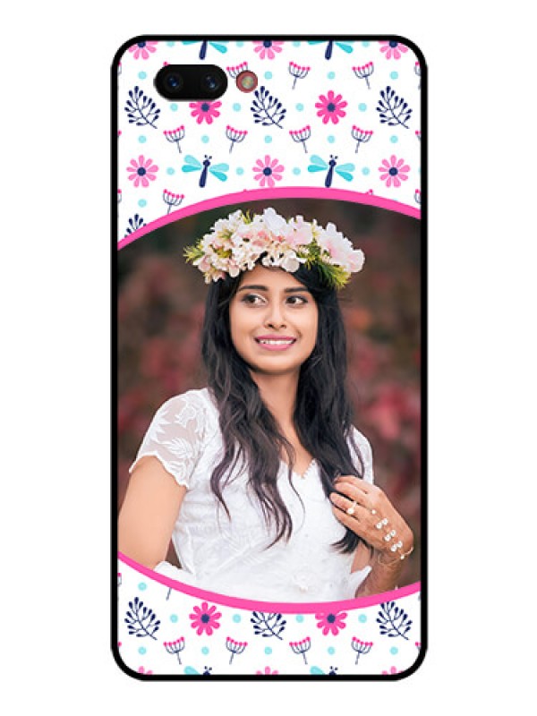 Custom Realme C1 2019 Photo Printing on Glass Case  - Colorful Flower Design
