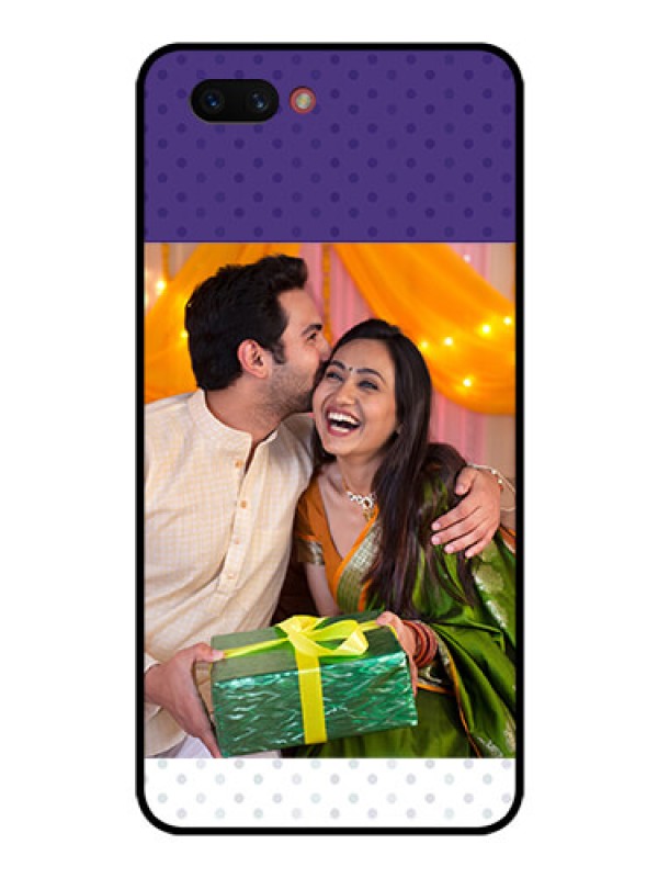 Custom Realme C1 2019 Personalized Glass Phone Case  - Violet Pattern Design