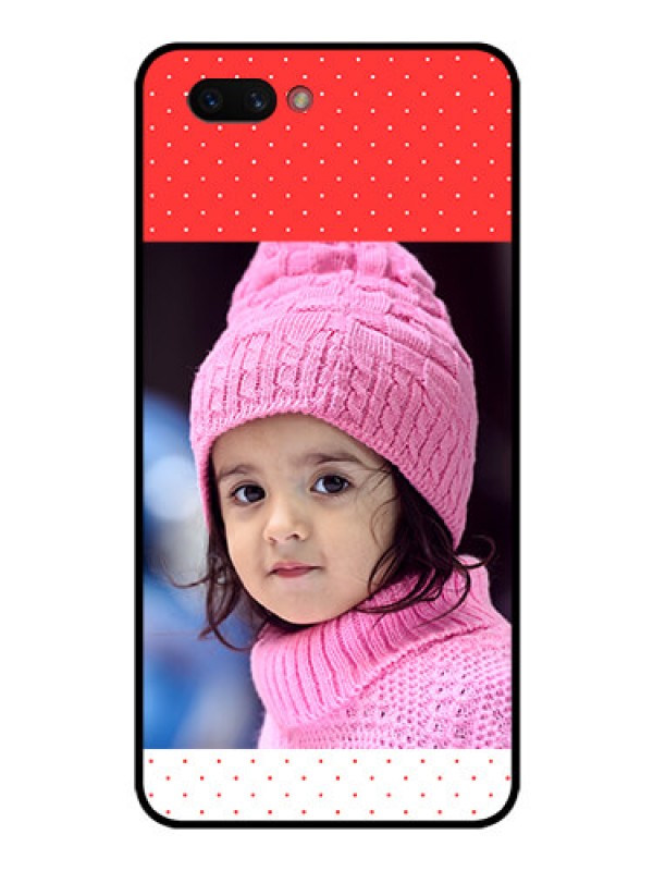 Custom Realme C1 2019 Photo Printing on Glass Case  - Red Pattern Design