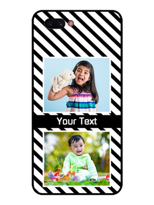 Custom Realme C1 2019 Photo Printing on Glass Case  - Black And White Stripes Design