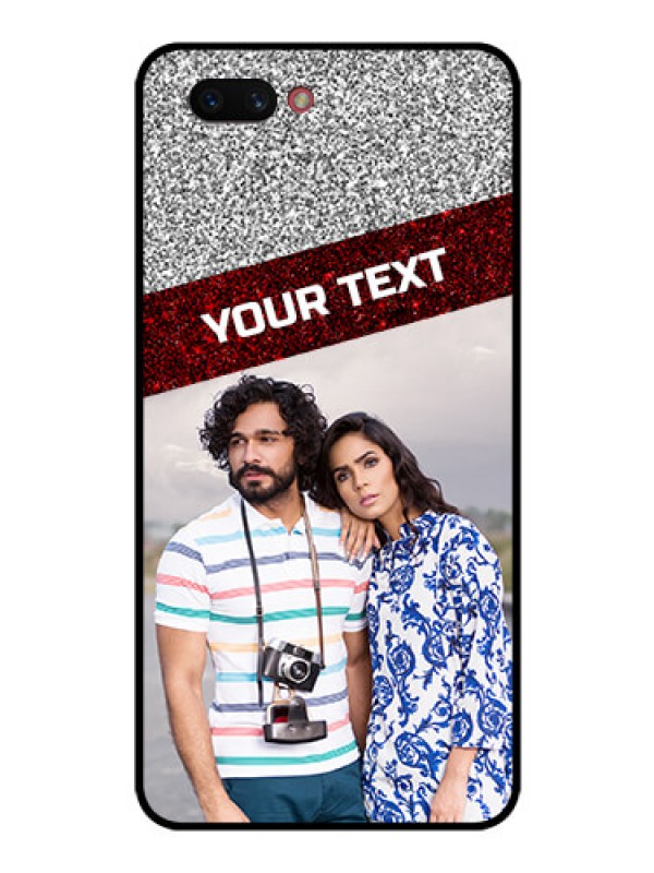 Custom Realme C1 2019 Personalized Glass Phone Case  - Image Holder with Glitter Strip Design