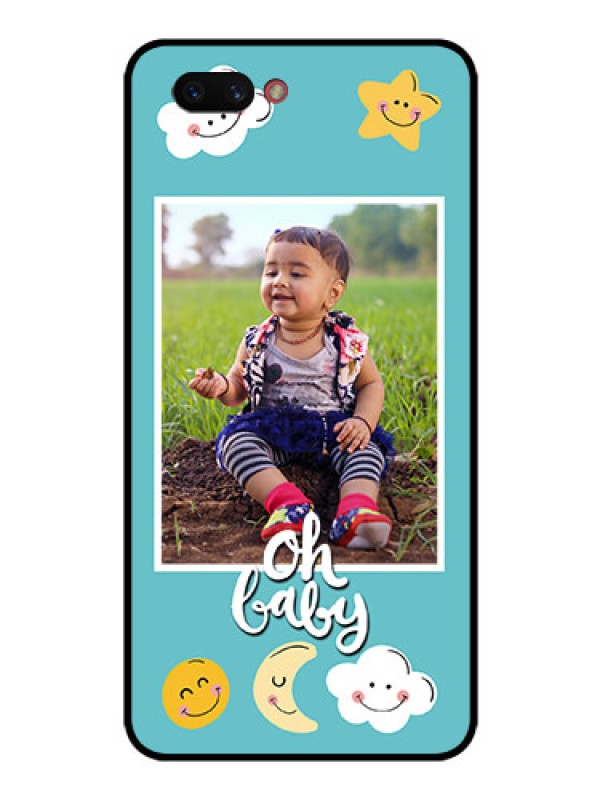 Custom Realme C1 2019 Personalized Glass Phone Case  - Smiley Kids Stars Design