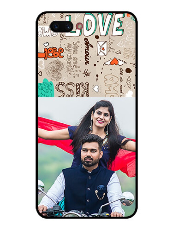 Custom Realme C1 2019 Custom Glass Phone Case  - Love Doodle Pattern 