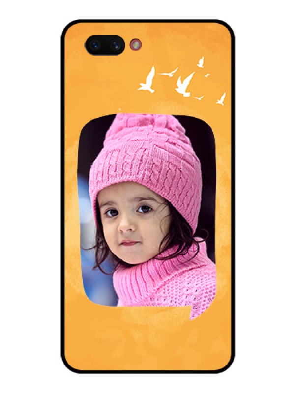 Custom Realme C1 2019 Personalized Glass Phone Case  - Water Color Design with Bird Icons