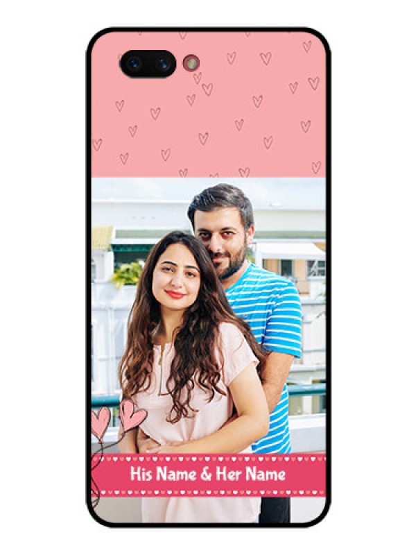 Custom Realme C1 2019 Personalized Glass Phone Case  - Love Design Peach Color
