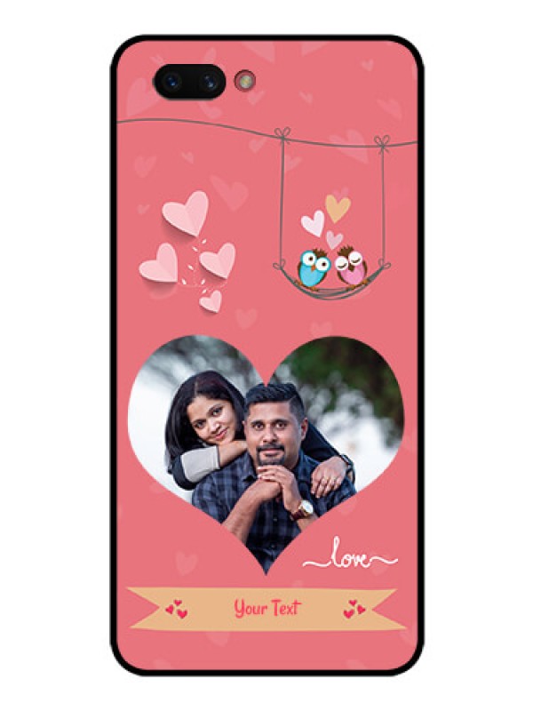 Custom Realme C1 2019 Personalized Glass Phone Case  - Peach Color Love Design 