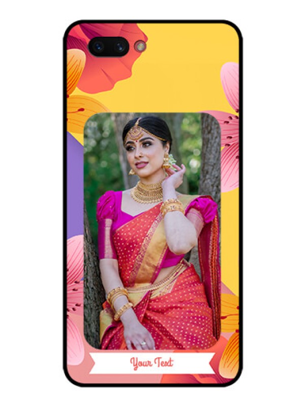 Custom Realme C1 2019 Custom Glass Mobile Case  - 3 Image With Vintage Floral Design