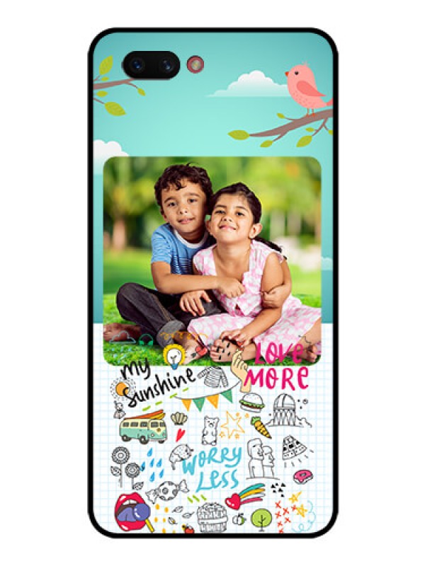 Custom Realme C1 2019 Photo Printing on Glass Case  - Doodle love Design