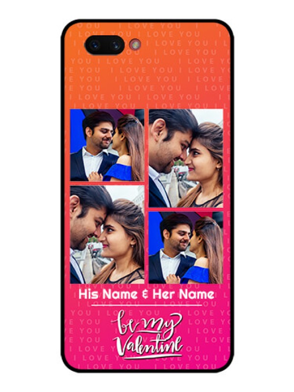 Custom Realme C1 2019 Custom Glass Phone Case  - I Love You Pink Design