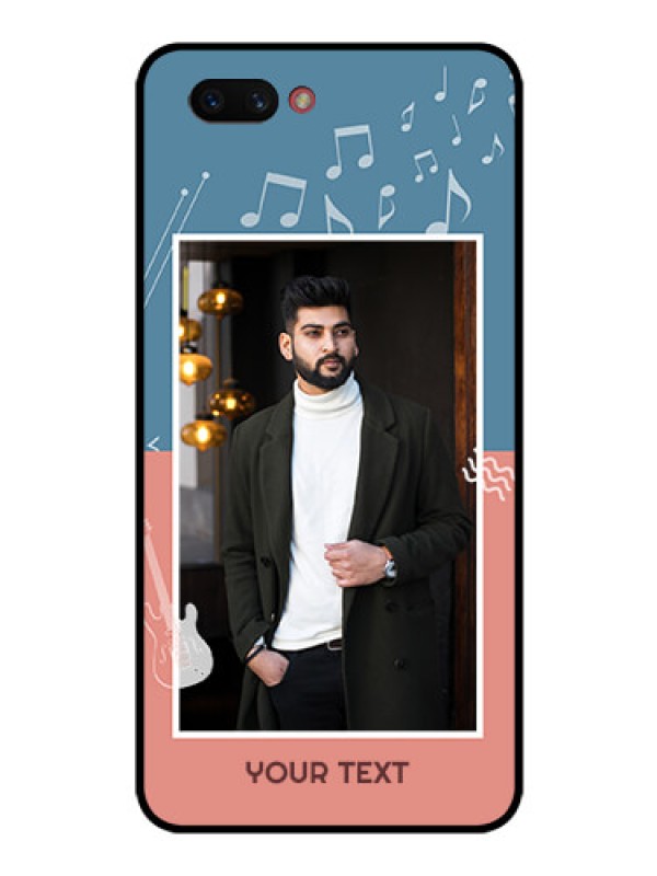 Custom Realme C1 2019 Photo Printing on Glass Case  - with Color Musical Note Design