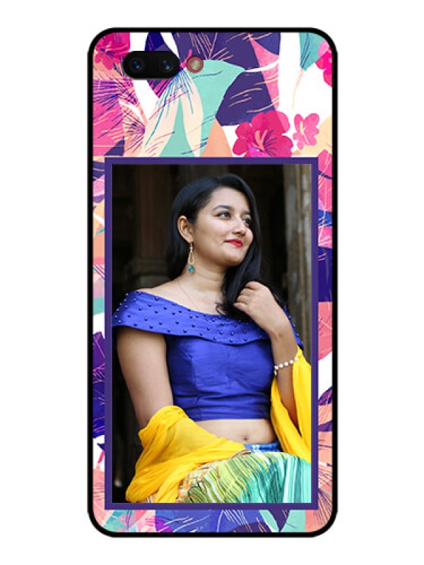 Custom Realme C1 2019 Custom Glass Mobile Case  - Abstract Floral Design