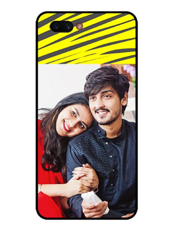 Custom Realme C1 2019 Photo Printing on Glass Case  - Yellow Abstract Design