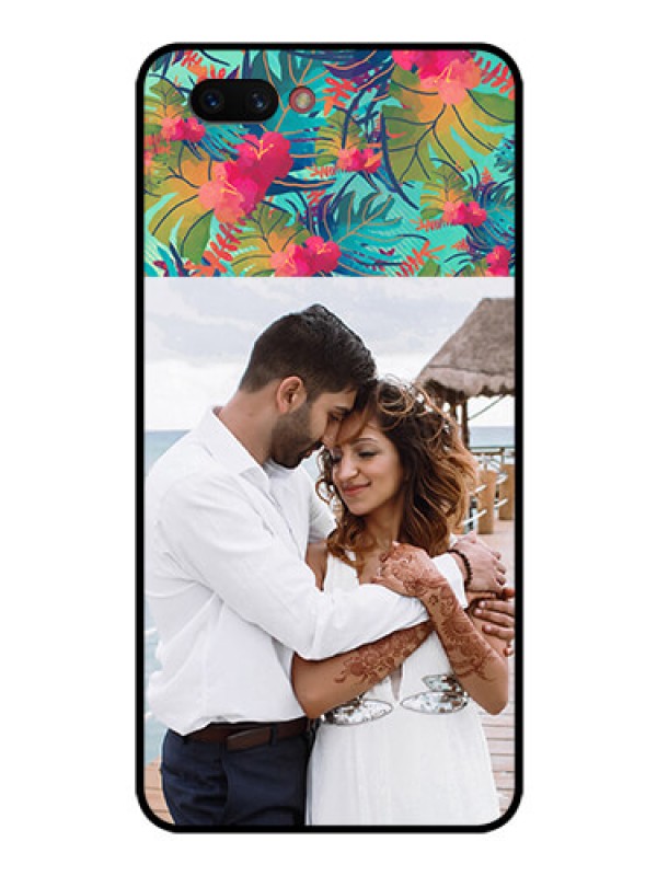 Custom Realme C1 2019 Photo Printing on Glass Case  - Watercolor Floral Design