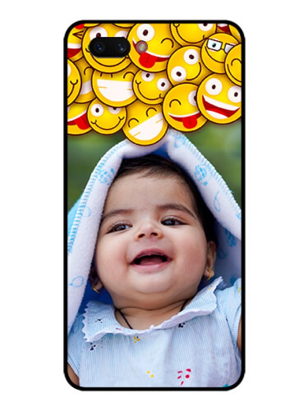 Custom Realme C1 2019 Custom Glass Mobile Case  - with Smiley Emoji Design