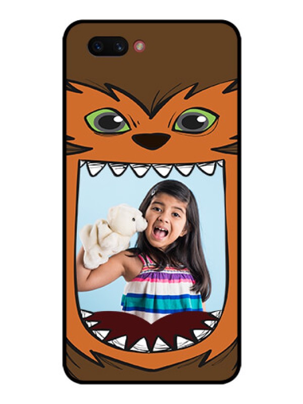 Custom Realme C1 2019 Photo Printing on Glass Case  - Owl Monster Back Case Design
