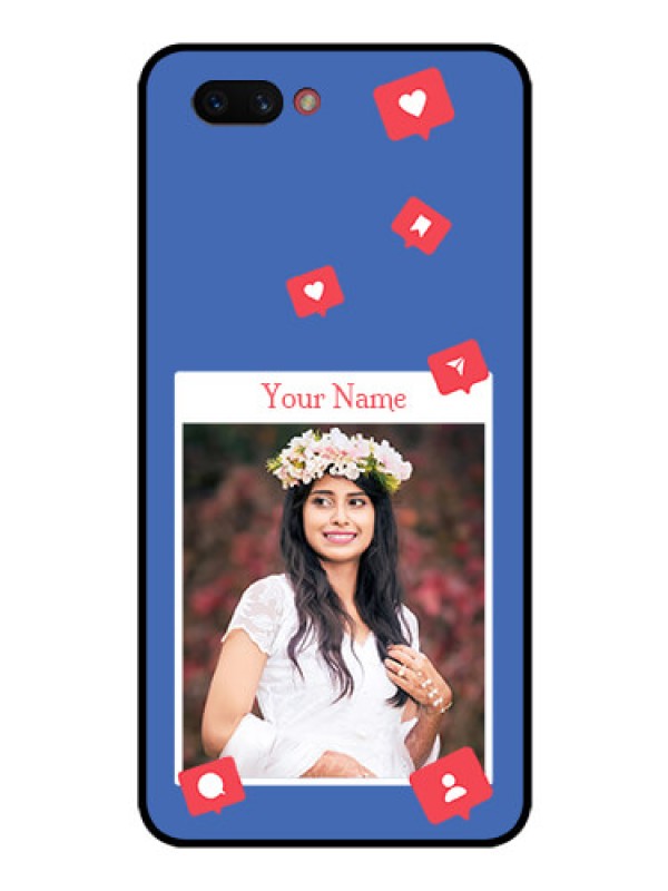 Custom Realme C1 2019 Custom Glass Phone Case - Like Share And Comment Design
