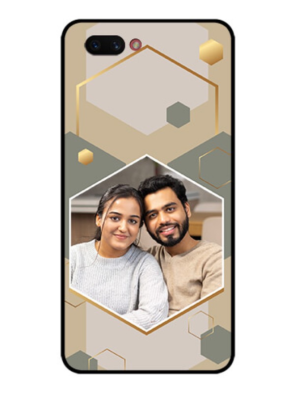Custom Realme C1 2019 Photo Printing on Glass Case - Stylish Hexagon Pattern Design
