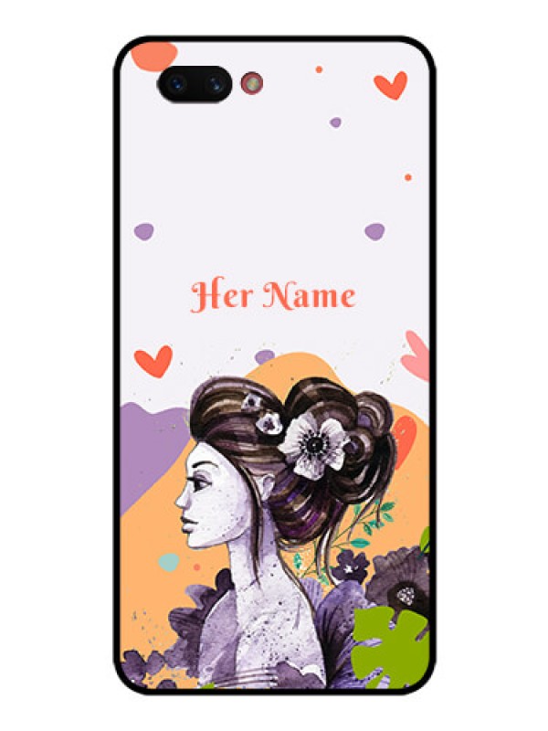 Custom Realme C1 2019 Personalized Glass Phone Case - Woman And Nature Design