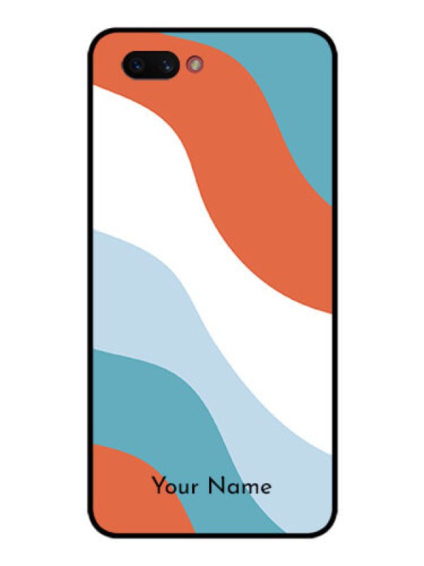 Custom Realme C1 2019 Custom Glass Mobile Case - coloured Waves Design